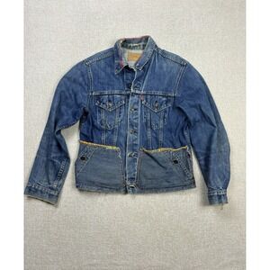 Vtg LEVI'S Type III Reworked Custom Trucker Jacket Blanket Lined Mens Size Small